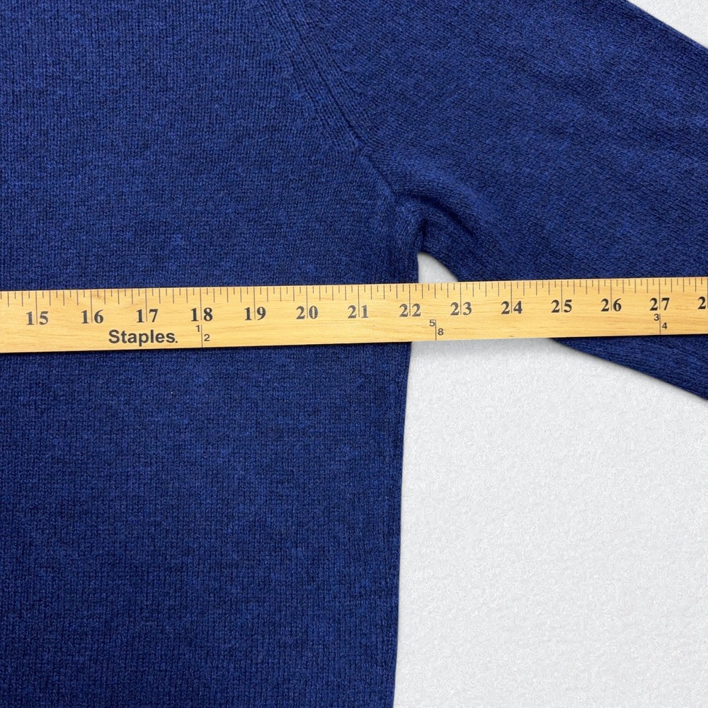 J.Crew Sweater Mens Large Heathered Blue Henley Lambswool Blend Raglan Pullover - Picture 9 of 10
